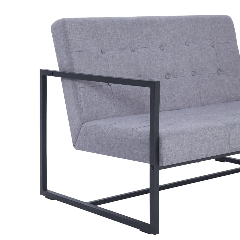 Light Gray 2-Seater Fabric Loveseat Sofa with Armrests D55953