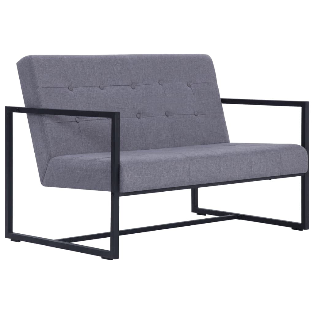 Light Gray 2-Seater Fabric Loveseat Sofa with Armrests D55953