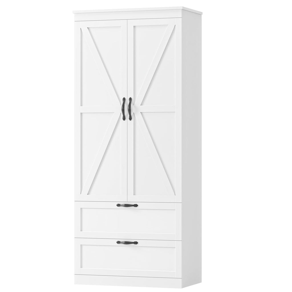 70" White Kitchen Pantry Storage Cabinet G6704