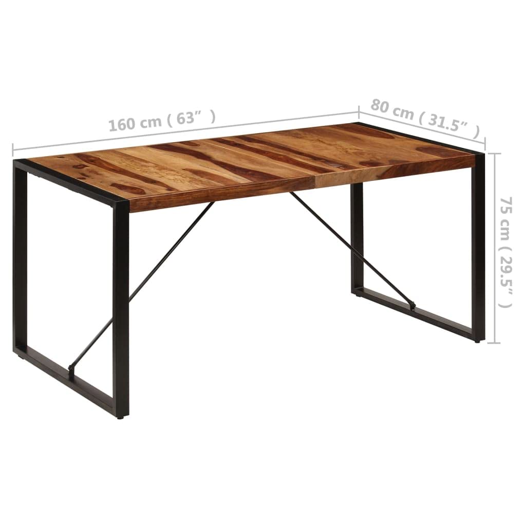 Square Dining Table, 63"x31.5"x29.5" Solid Sheesham Wood M418