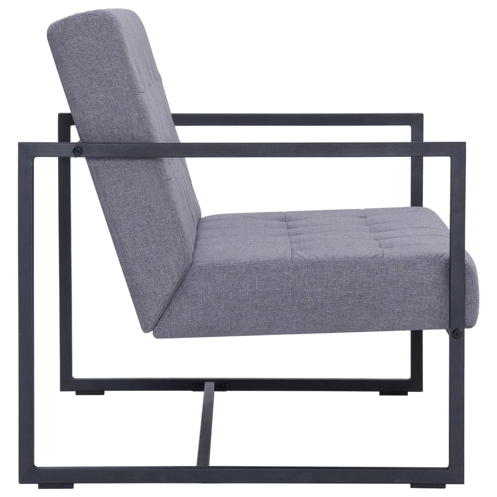 Light Gray 2-Seater Fabric Loveseat Sofa with Armrests D55953