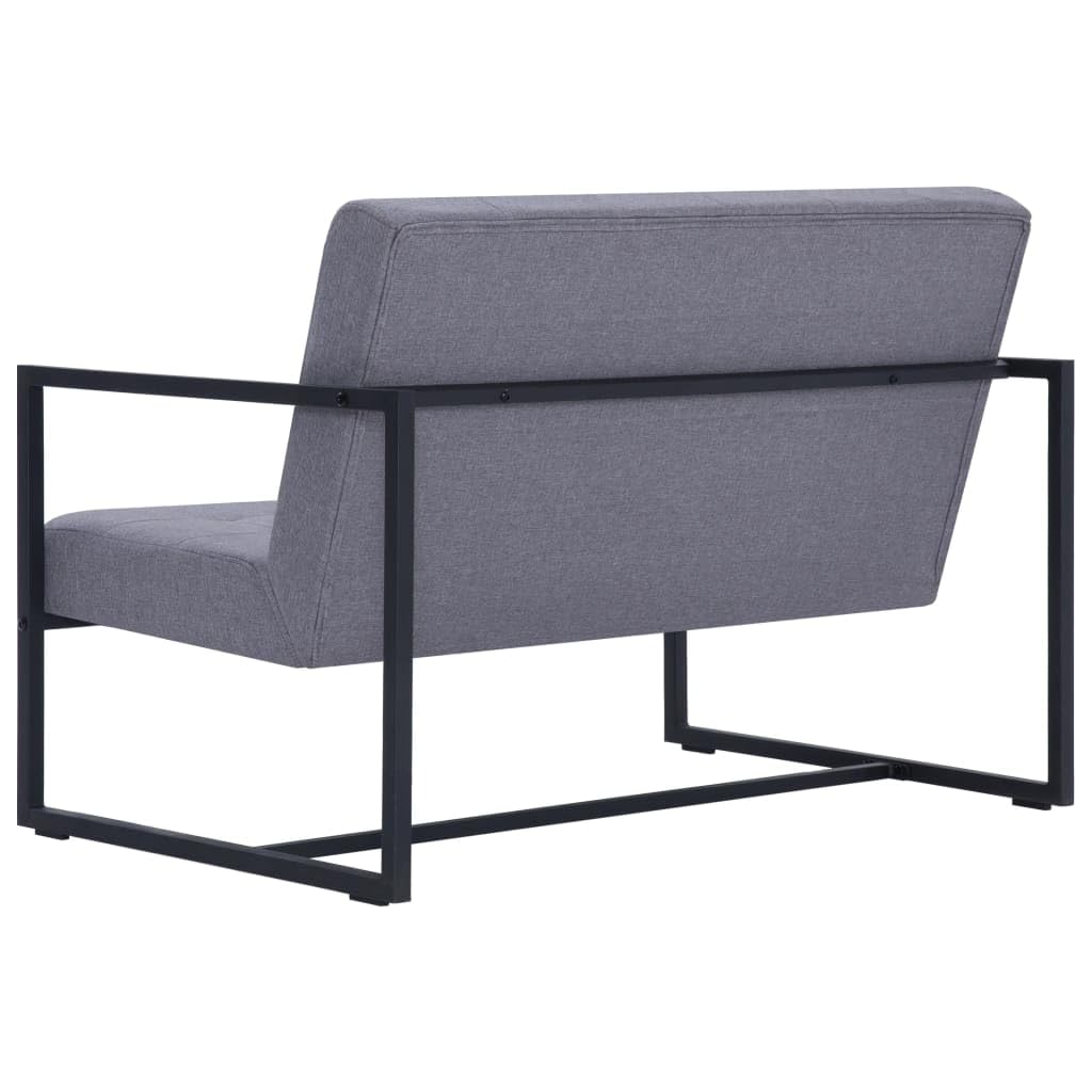 Light Gray 2-Seater Fabric Loveseat Sofa with Armrests D55953