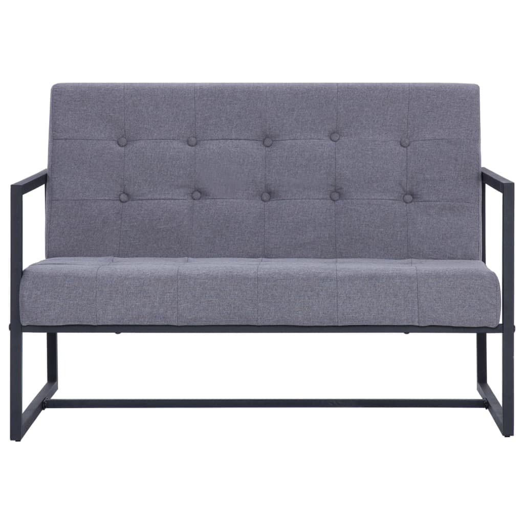 Light Gray 2-Seater Fabric Loveseat Sofa with Armrests D55953