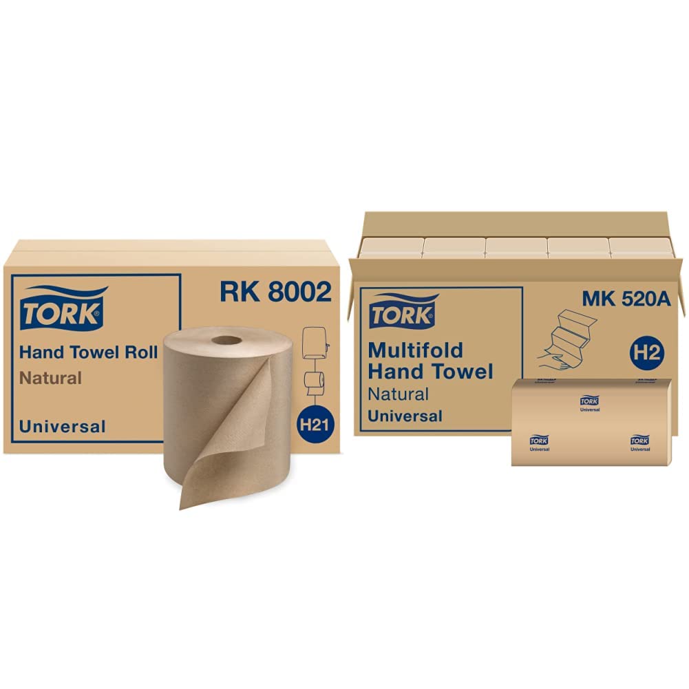 Paper Hand Towel Roll Natural H21 (6 Rolls) and Multifold Hand Towel Natural H2 (16 Packs) Q903