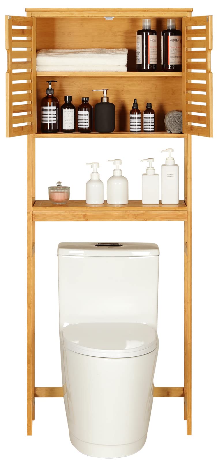 Over The Toilet Storage Cabinet with Adjustable Shelves Bamboo M1295