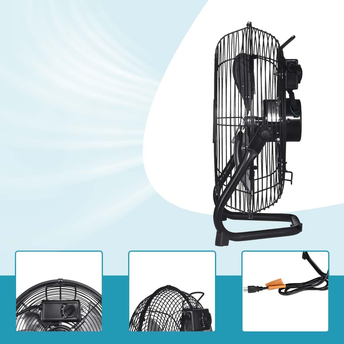 20 in. 3 Speed Metal Floor Fan with Tilting Head F197