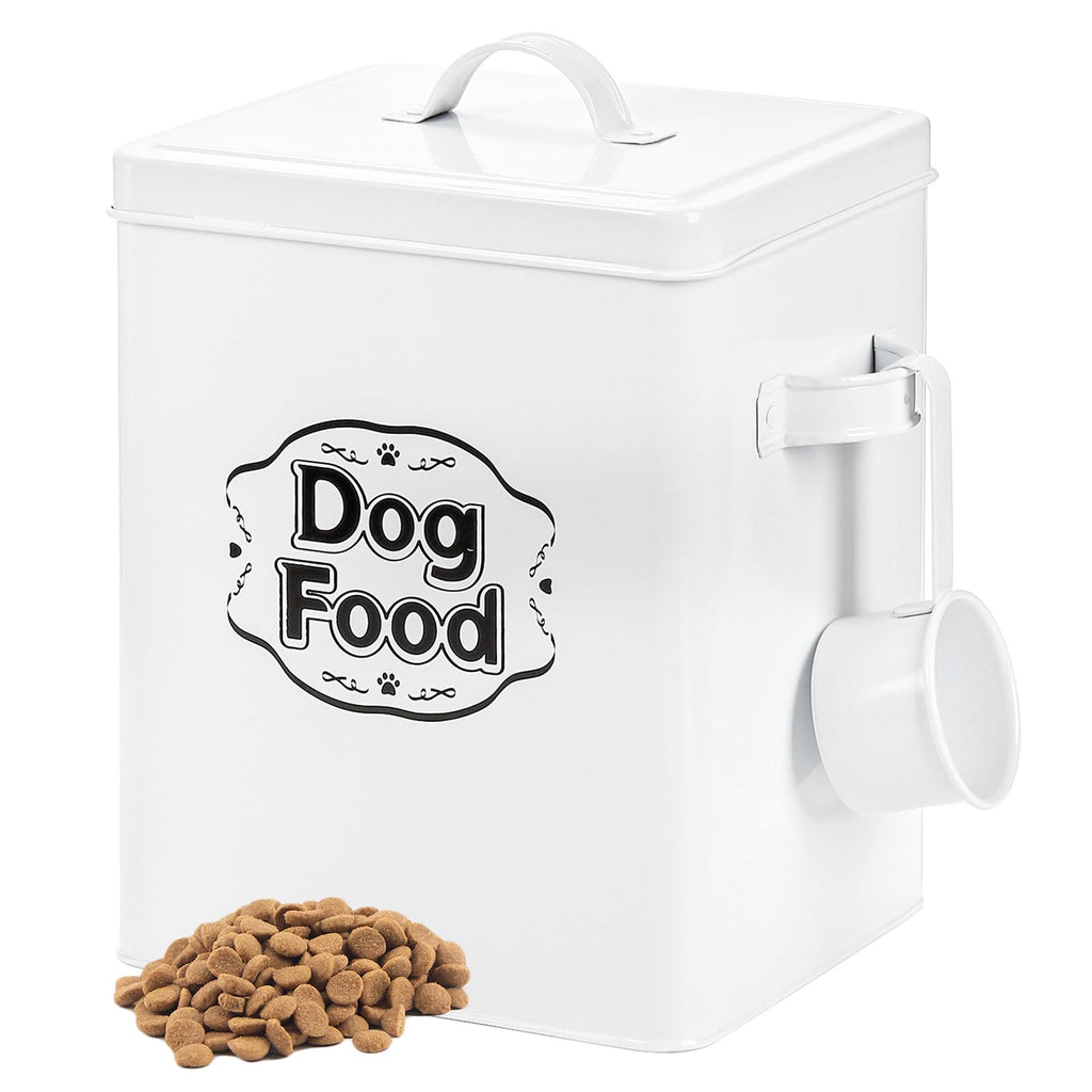 5-7 Lbs Metal Dog Food Storage Container with Lid and Scoop F16976