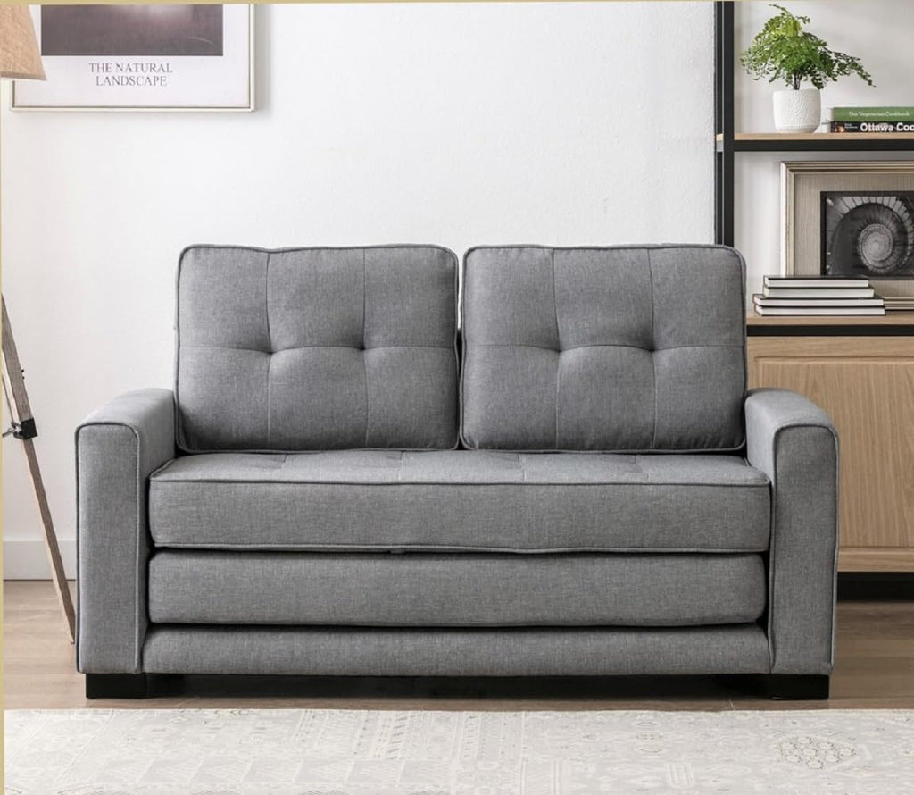 Light Gray Tufted Pull-Out Sleeper Loveseat T882