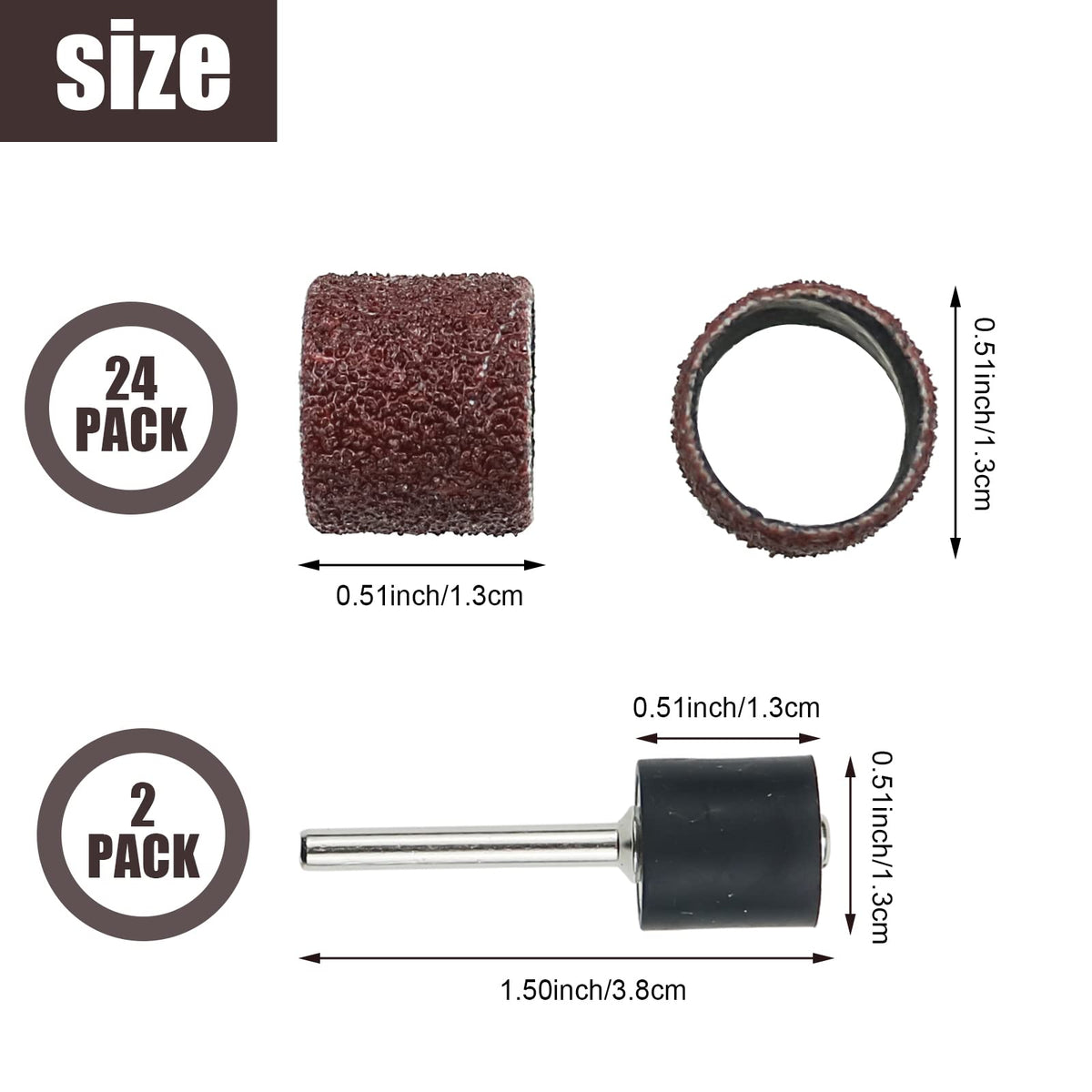 26 Pack Nail Grinder Replacement Kit Sanding Drum Set D88295