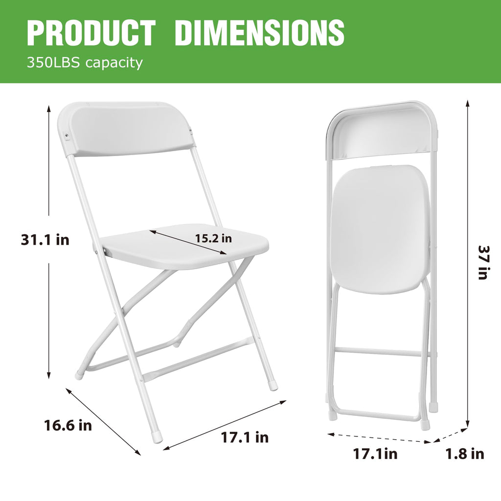 10 Pack White Plastic Folding Chair with Steel Frame M702
