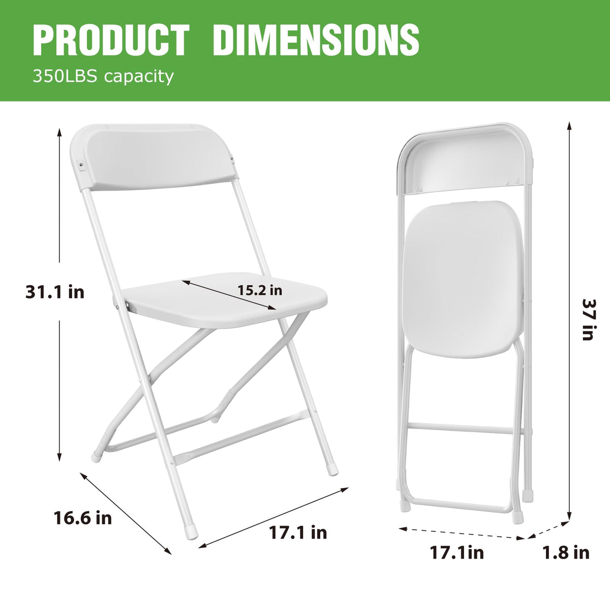 10 Pack White Plastic Folding Chair with Steel Frame M702