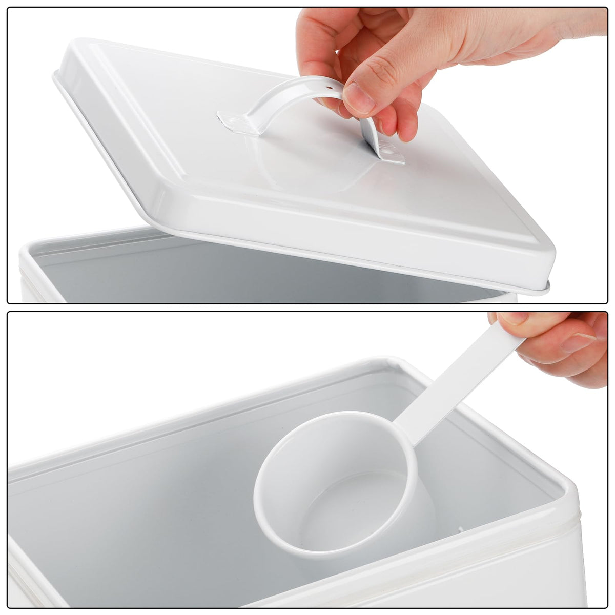 5-7 Lbs Metal Dog Food Storage Container with Lid and Scoop F16976