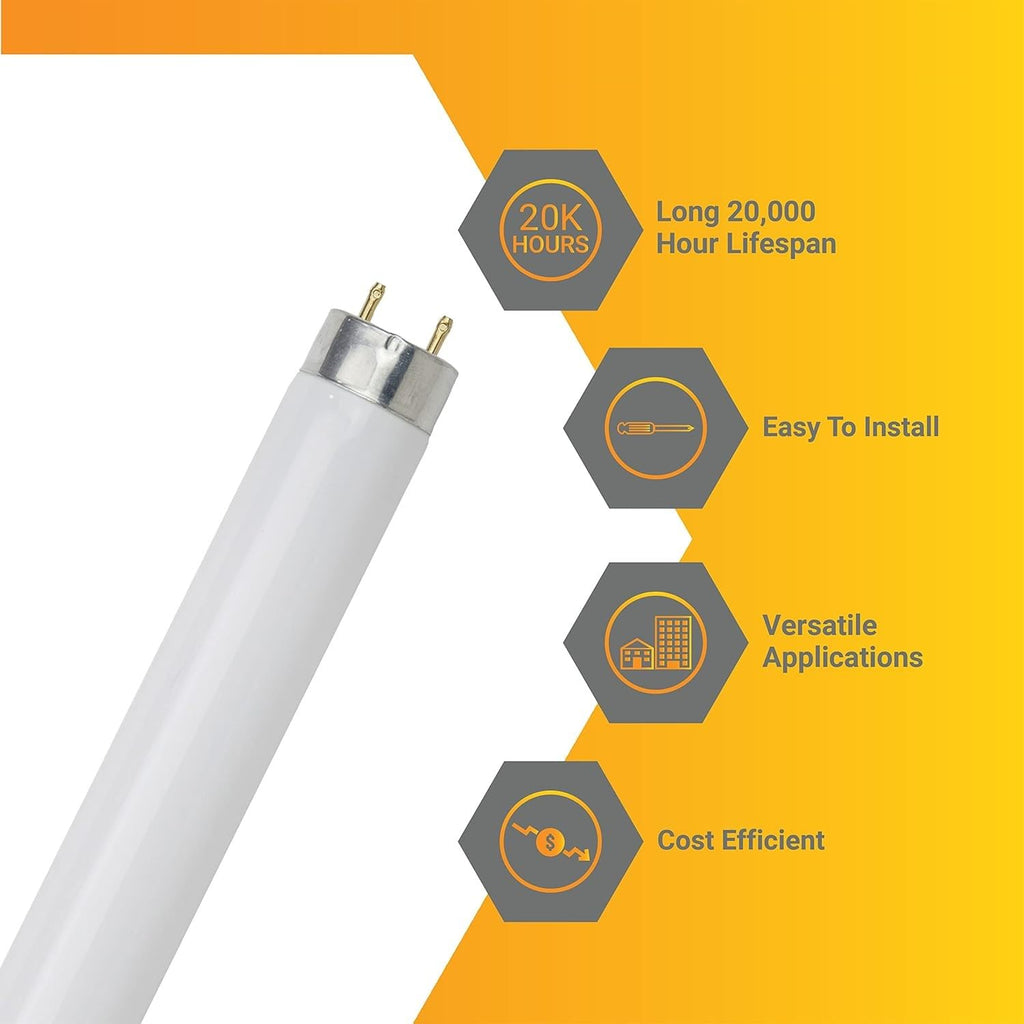 24 Inch T8 Fluorescent Tube Light Bulb 17W 4100K Cool White G13 Base Pack of 30 K894122
