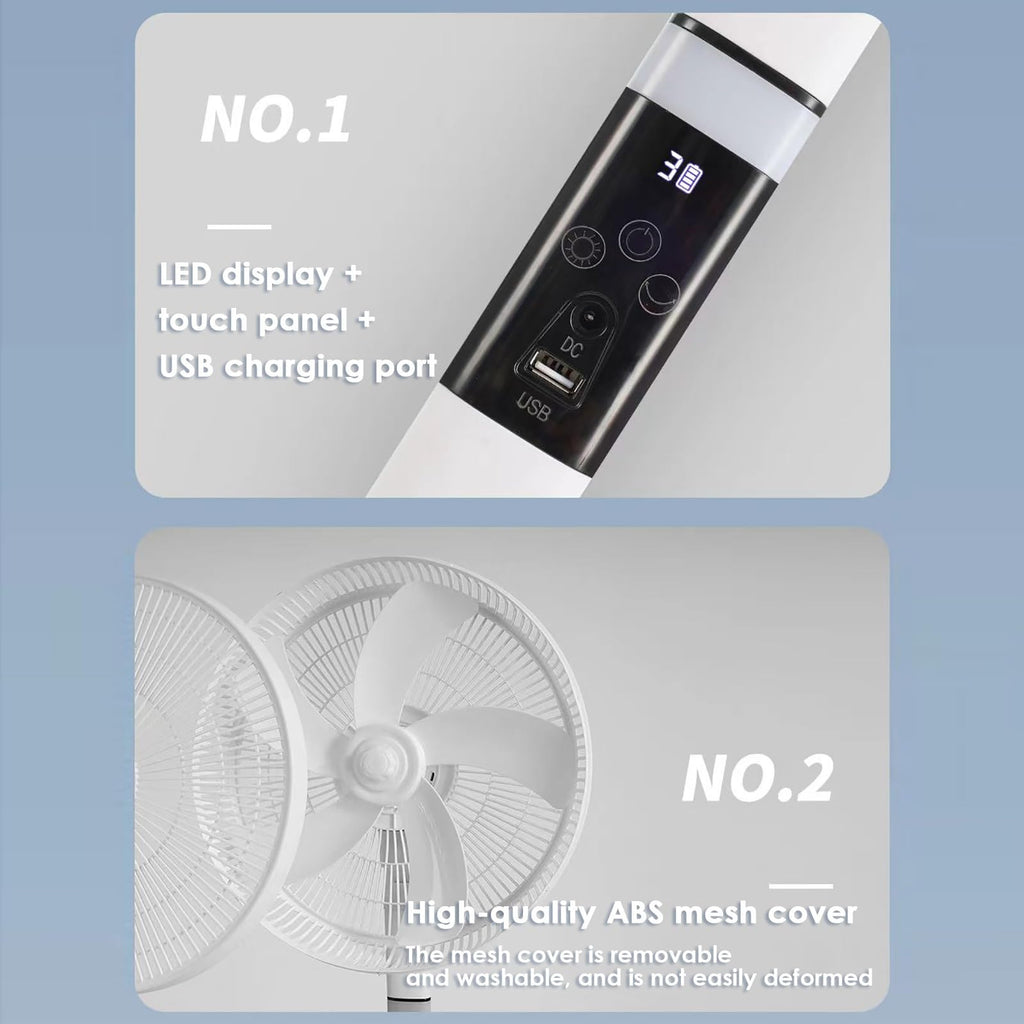 16 in Portable Rechargeable Oscillating Standing Fan E657