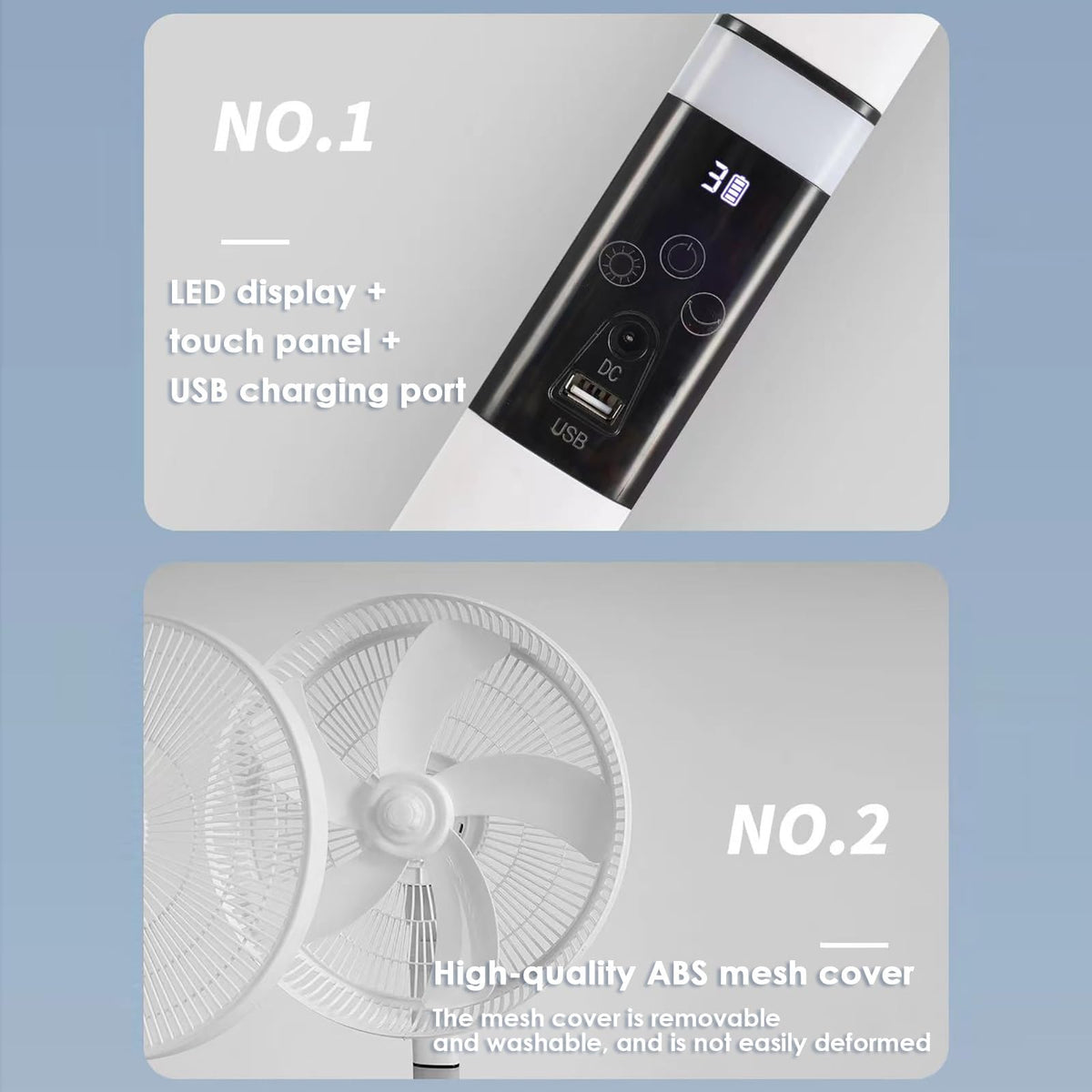16 in Portable Rechargeable Oscillating Standing Fan E657