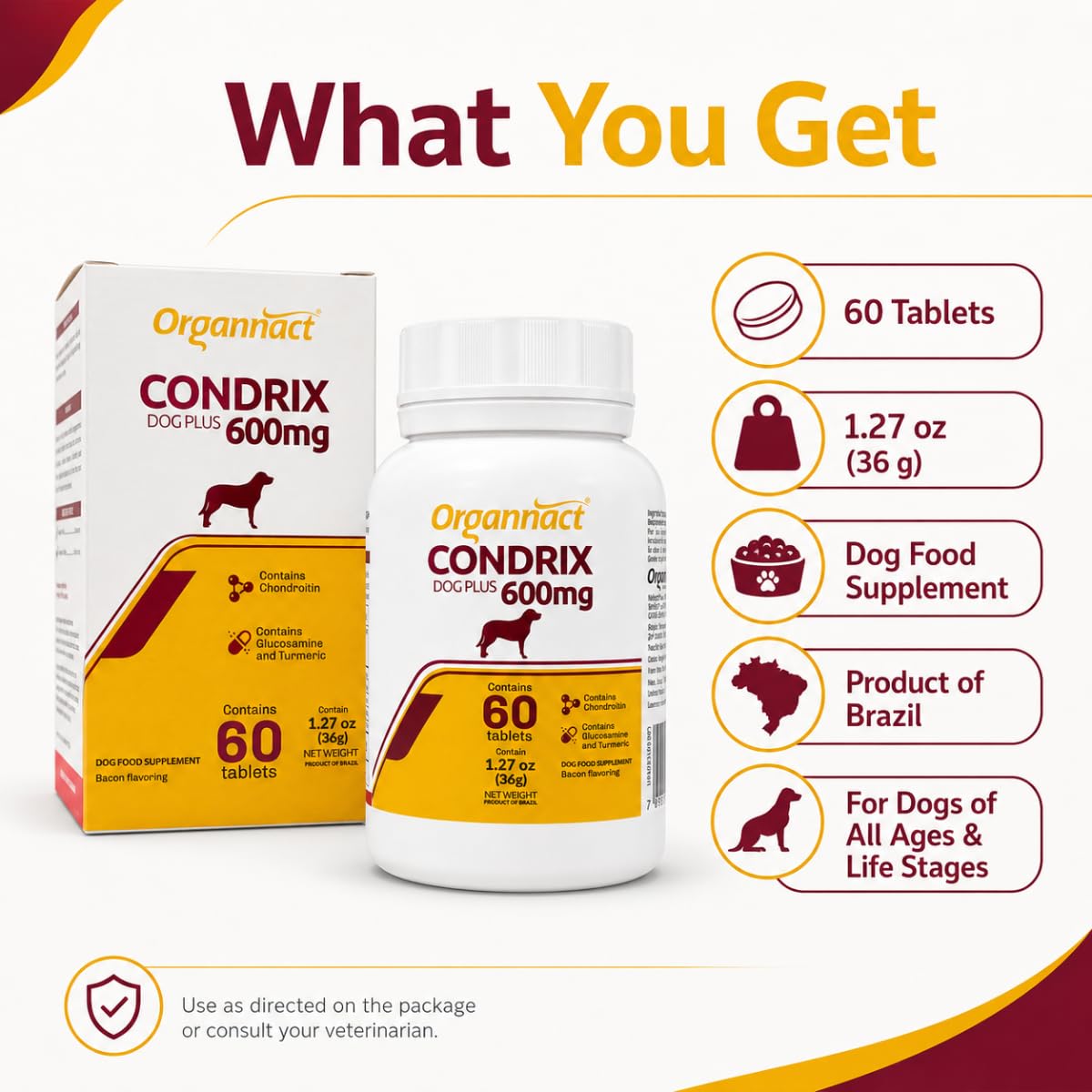 Bacon Flavored Glucosamine Chondroitin Turmeric Dog Supplement 60 Count H83539