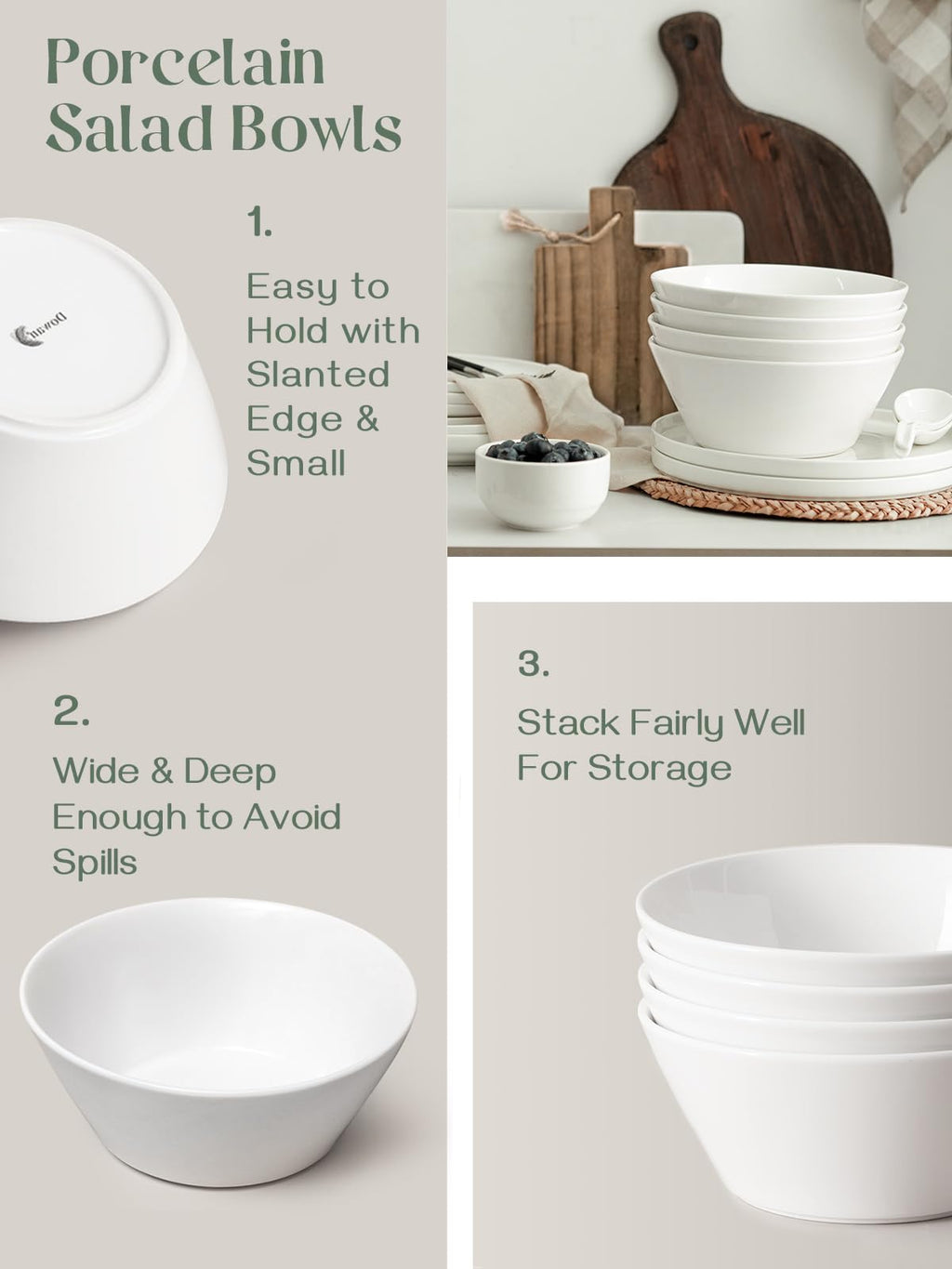 White Ceramic Soup Bowls Set of 4 Q18606