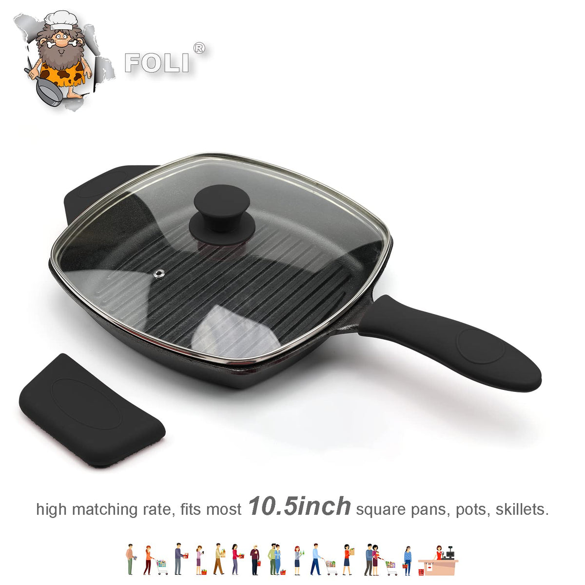 10.5" Vented Square Glass Lid W96172