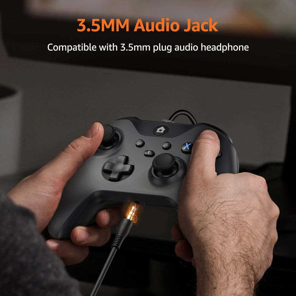 Wired Controller with 3.5mm Audio Jack Dual Vibration Black E4456