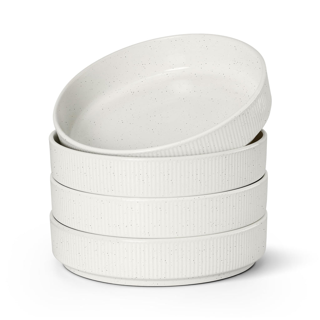 Pasta Bowls Set of 4, 35oz Ceramic, White, 8" L21666