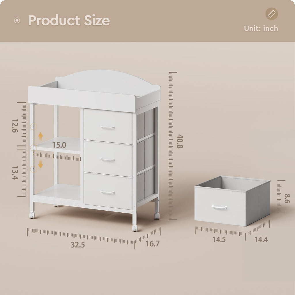 White 3 Drawer 2 Shelf Changing Table D384
