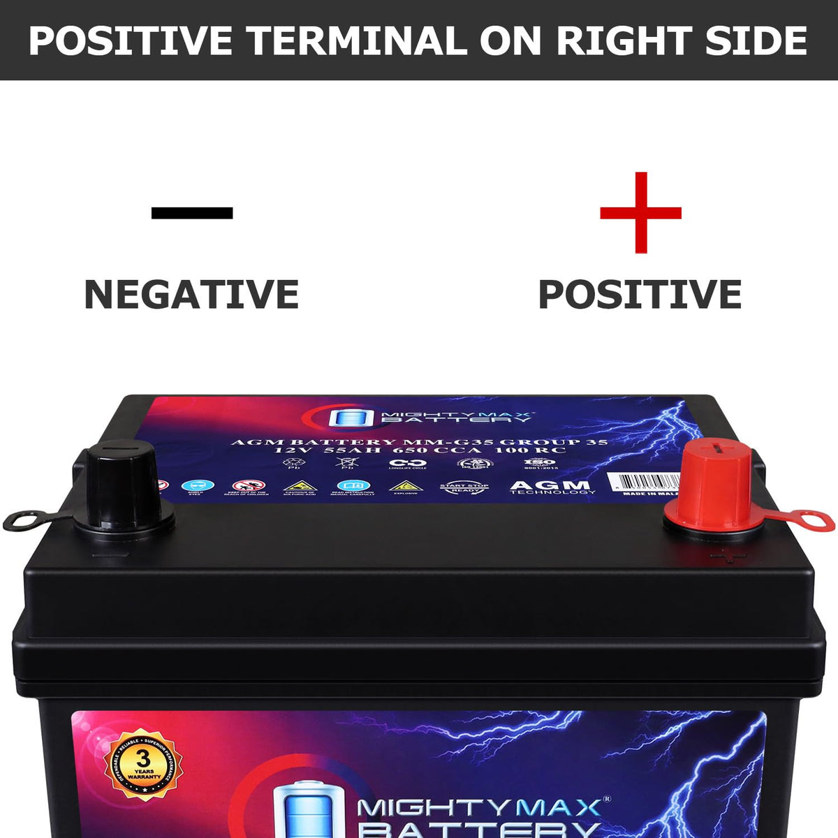 12V 55Ah AGM Replacement Battery S347