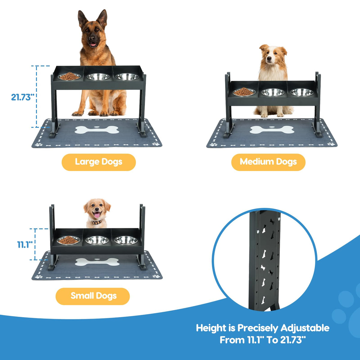 Elevated Dog Bowls with 3 Stainless Steel Bowls V238