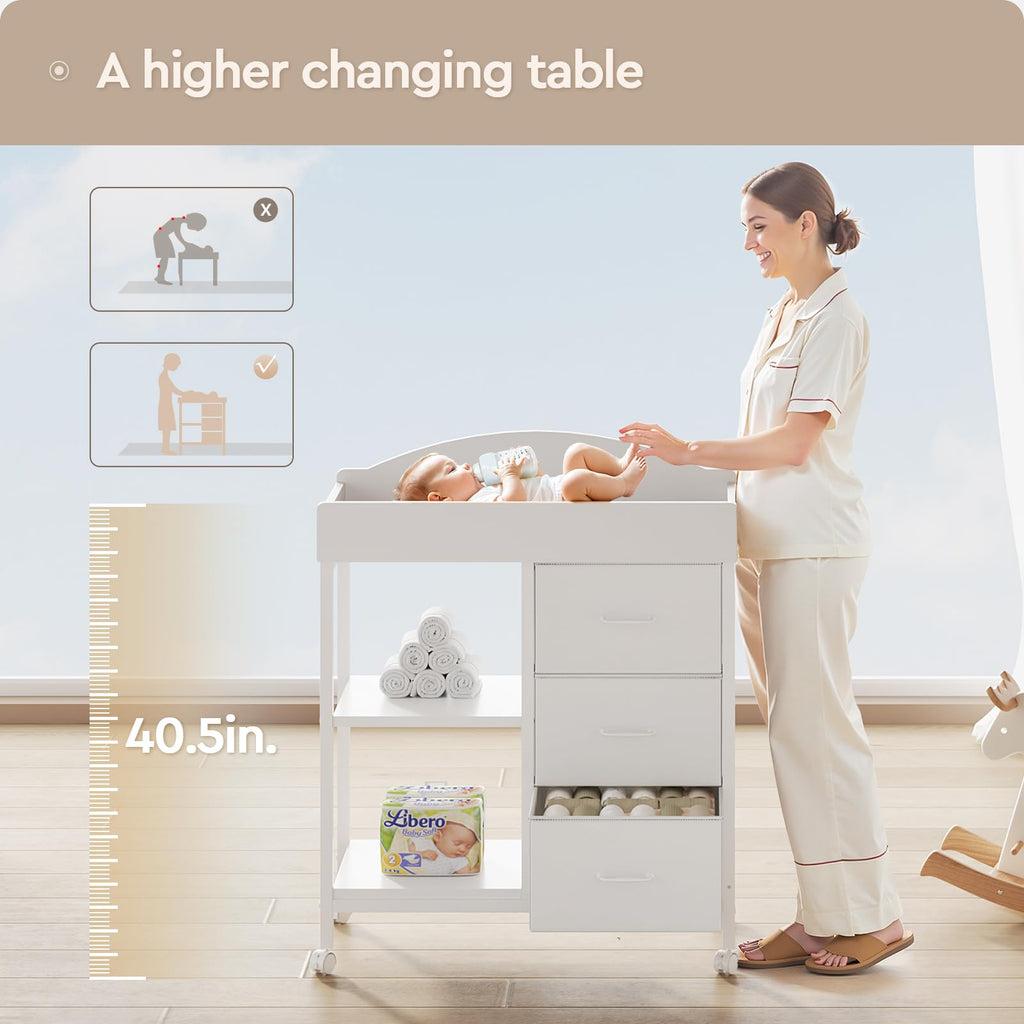 White 3 Drawer 2 Shelf Changing Table D384