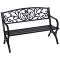 50" Outdoor Garden Bench Black 485lbs Load Capacity A1868