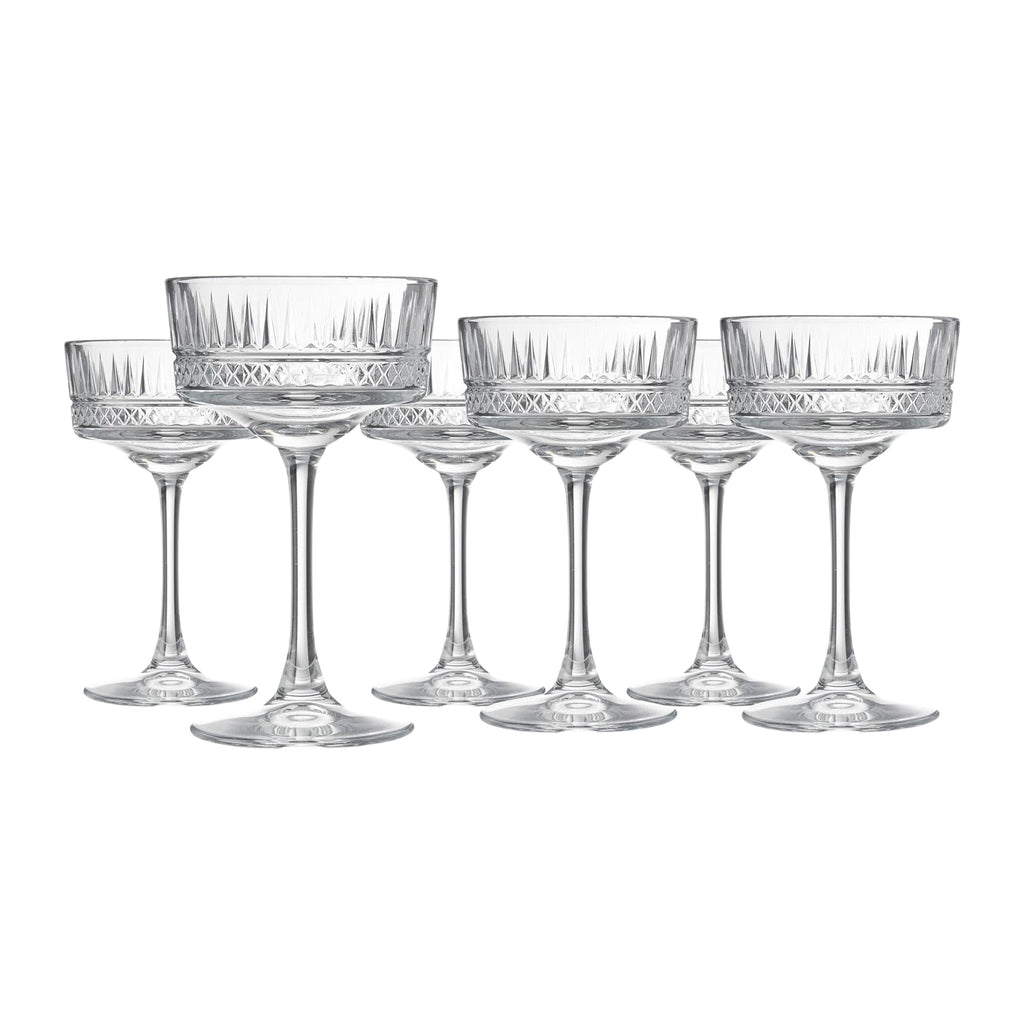 Vintage Coupe Glasses Set Of 6 Long Stem Glassware 8.8 oz M481
