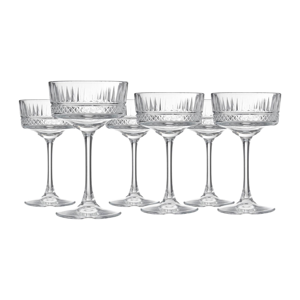 Vintage Coupe Glasses Set Of 6 Long Stem Glassware 8.8 oz M481