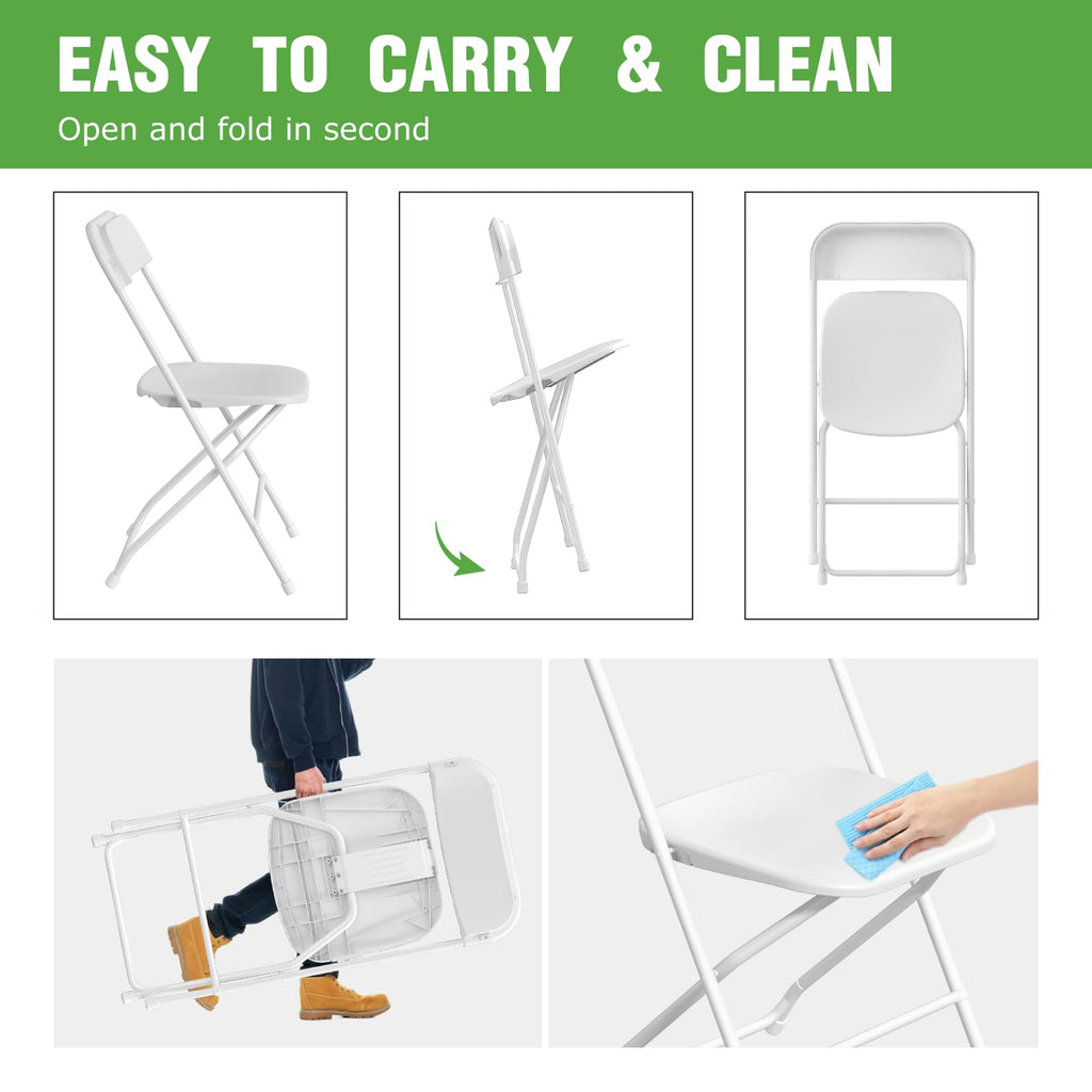 10 Pack White Plastic Folding Chair with Steel Frame M702