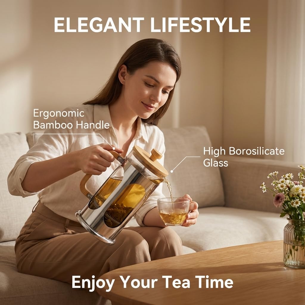 34 oz Borosilicate Glass French Press Coffee Maker E2716