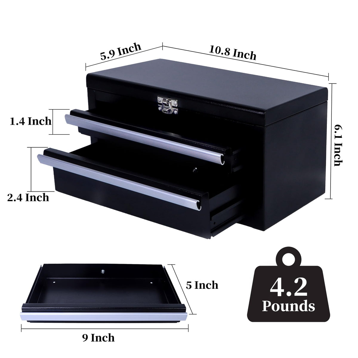 Black Mini Metal Tool Box with Drawers R560086