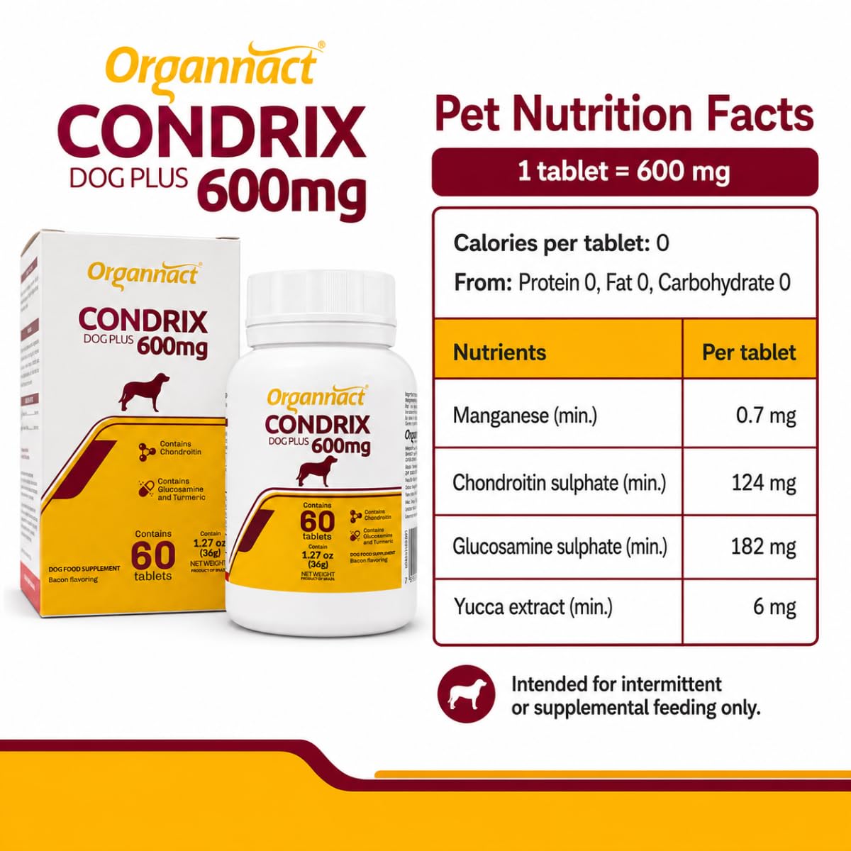 Bacon Flavored Glucosamine Chondroitin Turmeric Dog Supplement 60 Count H83539
