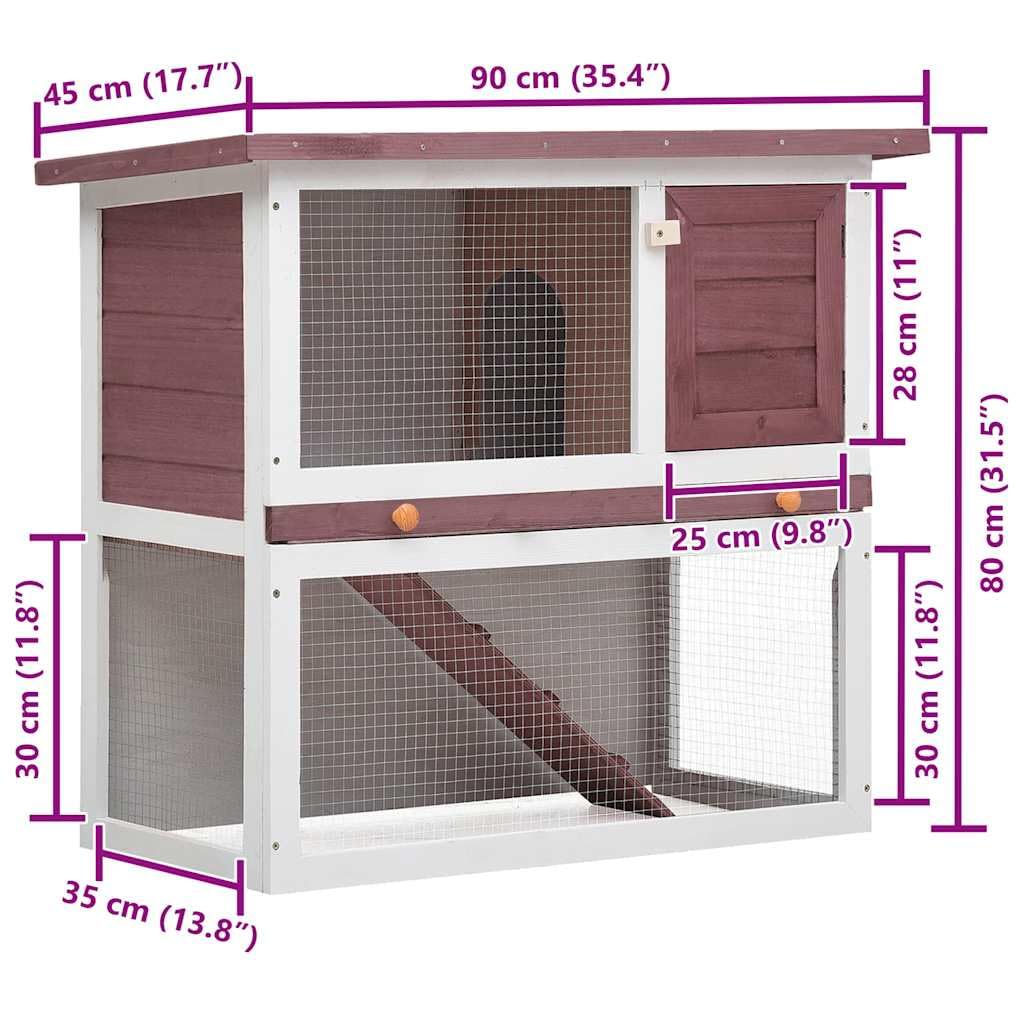 Outdoor Wooden 2-Tier Rabbit Hutch with Tray U471