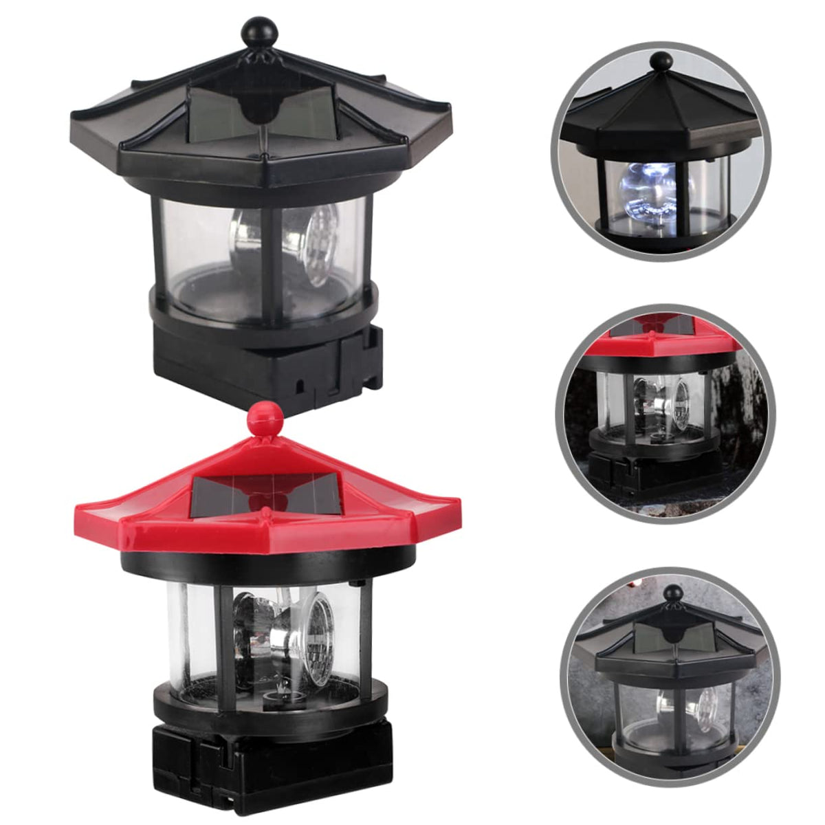 Solar Lighthouse Rotating Lamp Resin Garden Decorative Lights V532