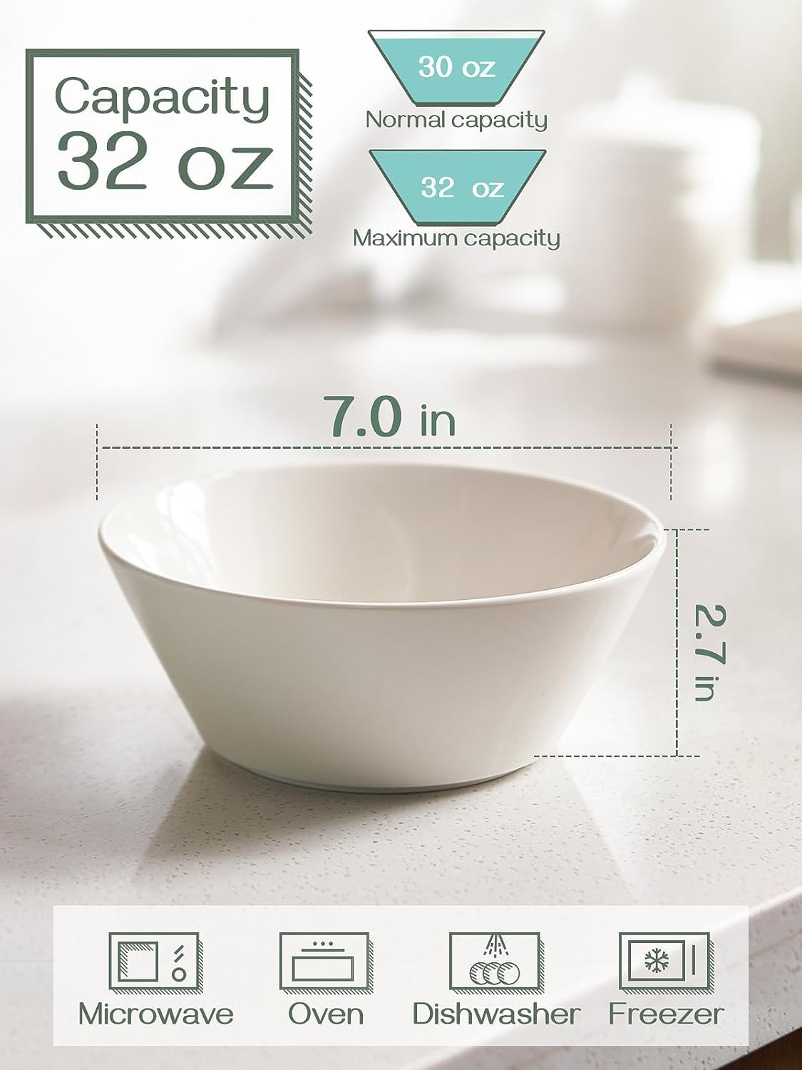 White Ceramic Soup Bowls Set of 4 Q18606