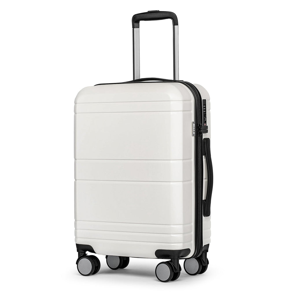 White 20 Inch Hardshell Carry On Luggage D6204