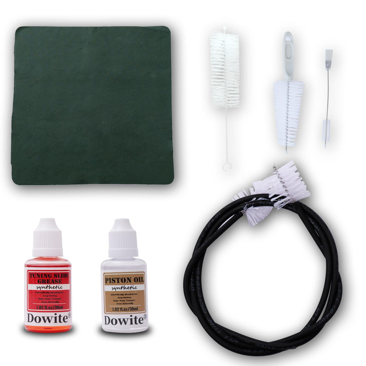Trumpet Cleaning Kit 6-Piece Valve Oil Slide Grease Mouthpiece Brushes Cloth Q593