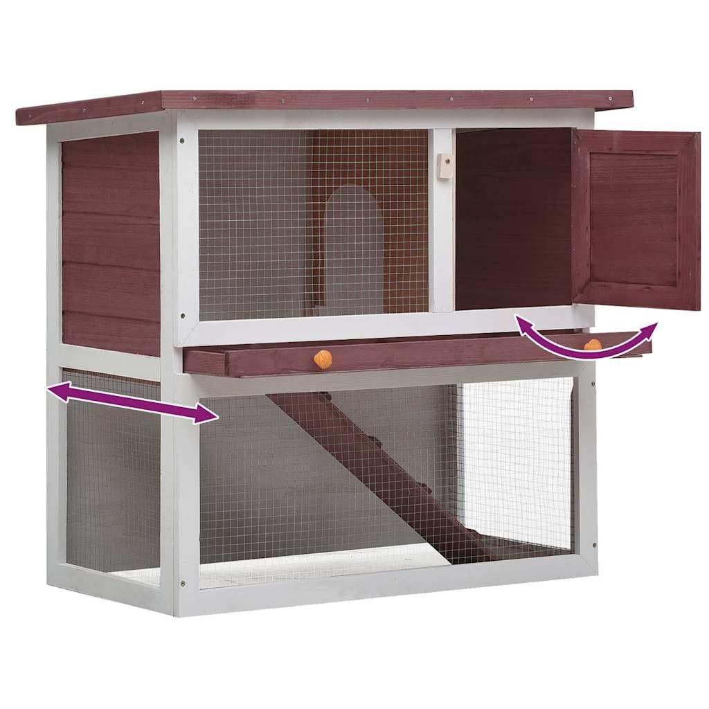Outdoor Wooden 2-Tier Rabbit Hutch with Tray U471