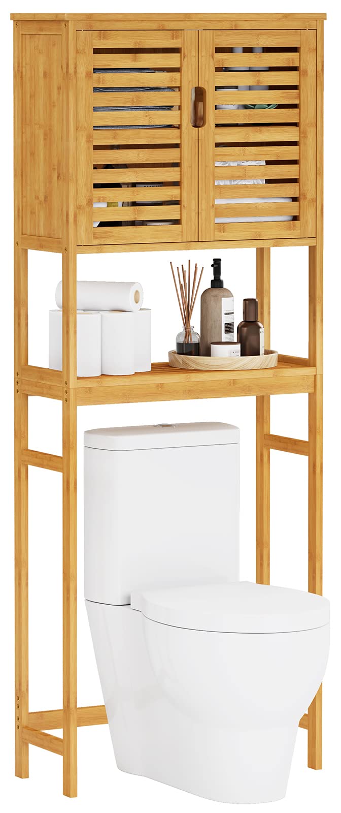 Over The Toilet Storage Cabinet with Adjustable Shelves Bamboo M1295