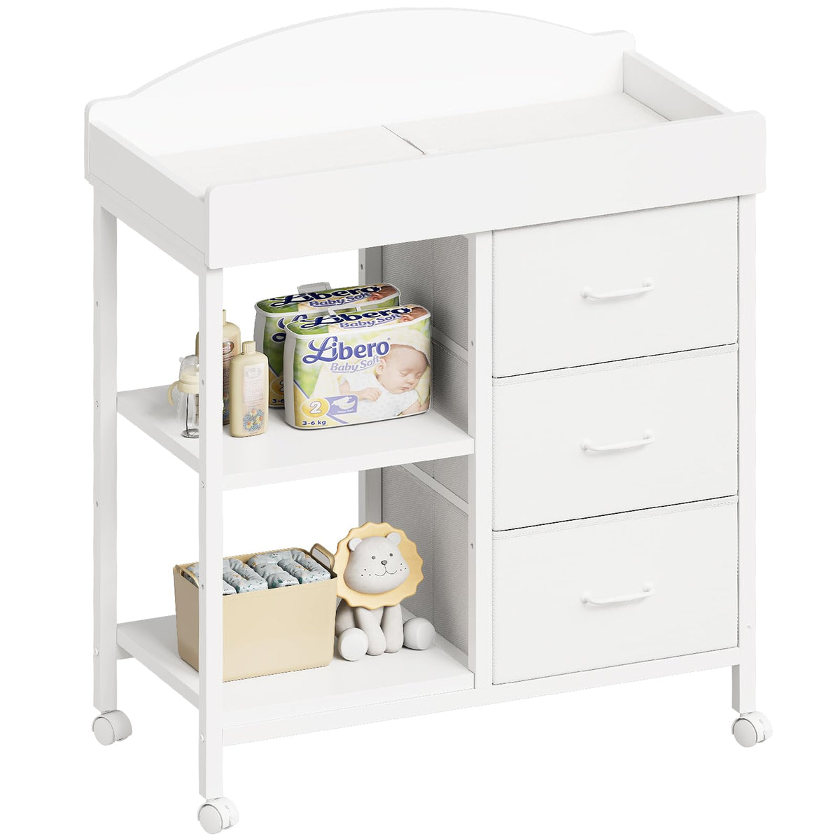 White 3 Drawer 2 Shelf Changing Table D384