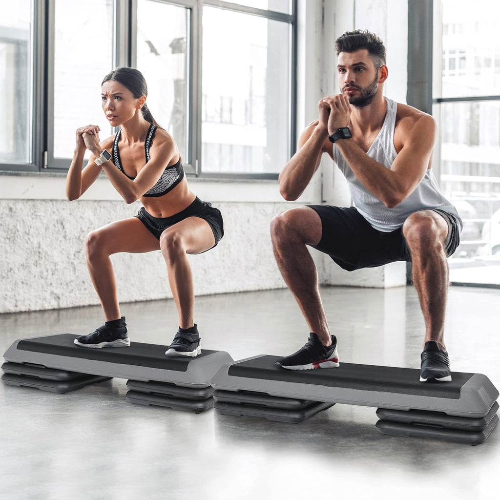 43" Adjustable Exercise Aerobic Step Platform with 4 Removable Risers Z3736