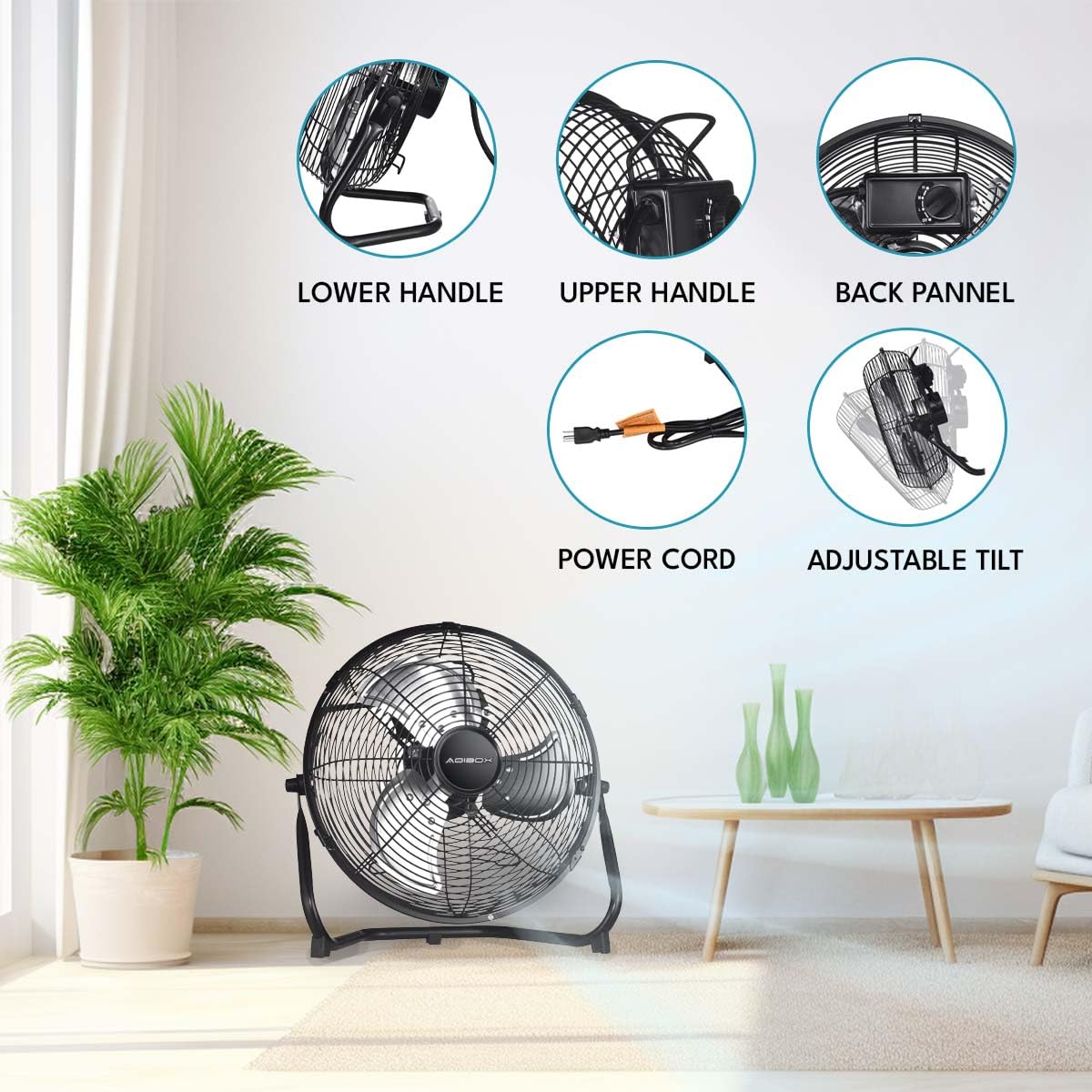 20 in. 3 Speed Metal Floor Fan with Tilting Head F197