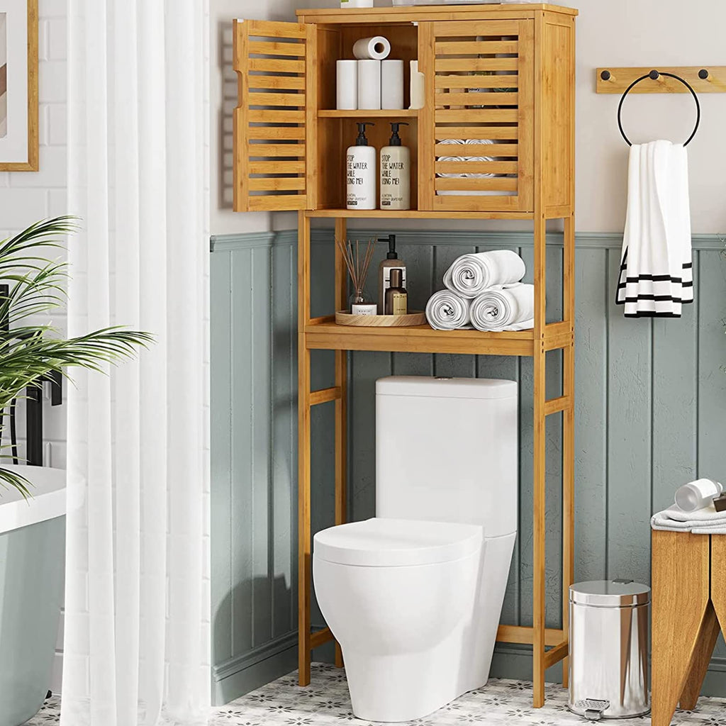 Over The Toilet Storage Cabinet with Adjustable Shelves Bamboo M1295
