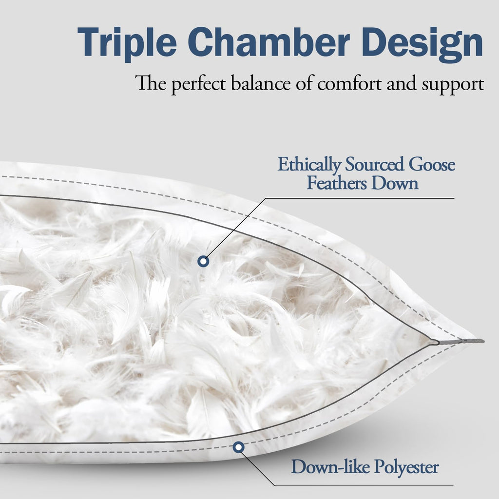 King Size Goose Feather Down Pillows Set of 2 V896805