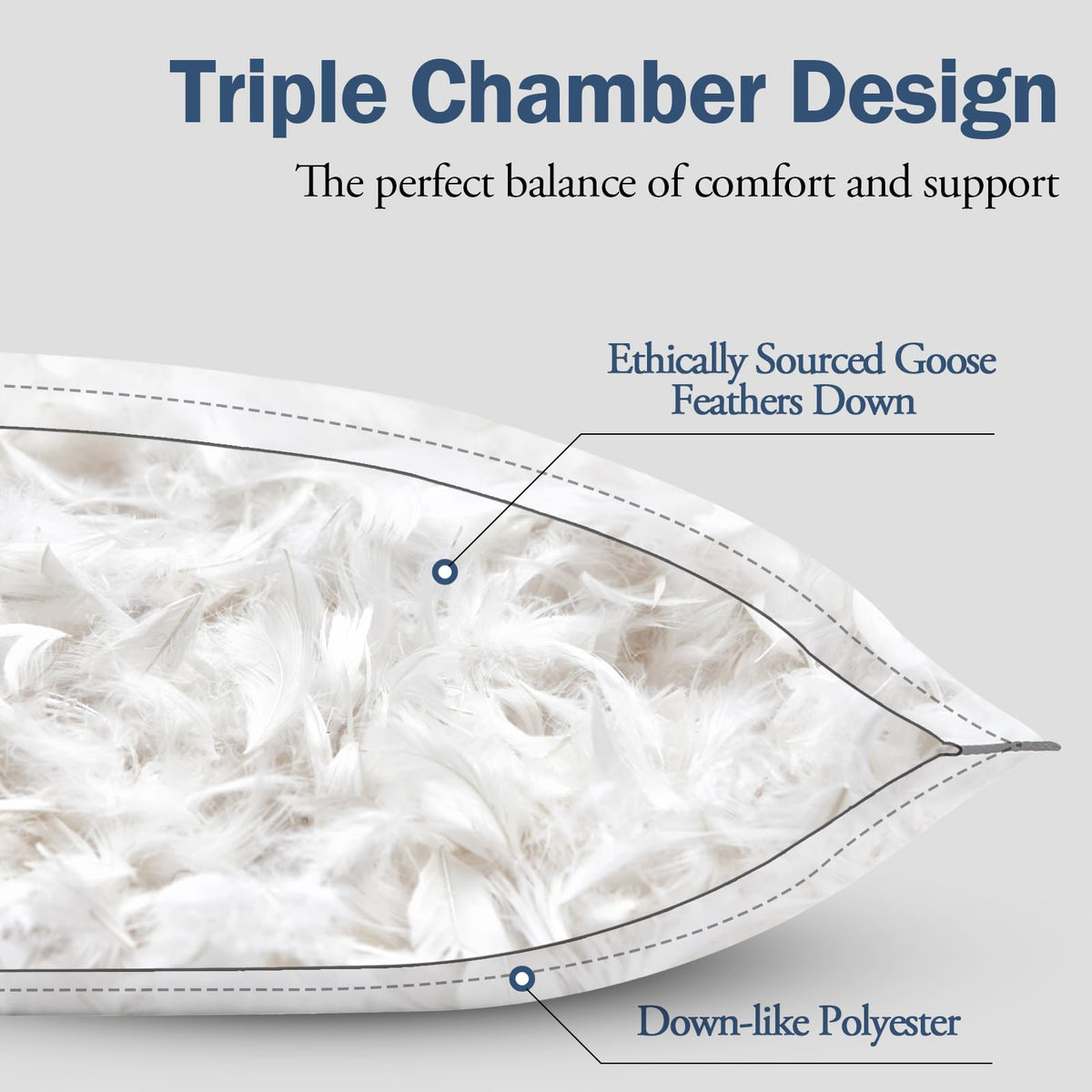 King Size Goose Feather Down Pillows Set of 2 V896805