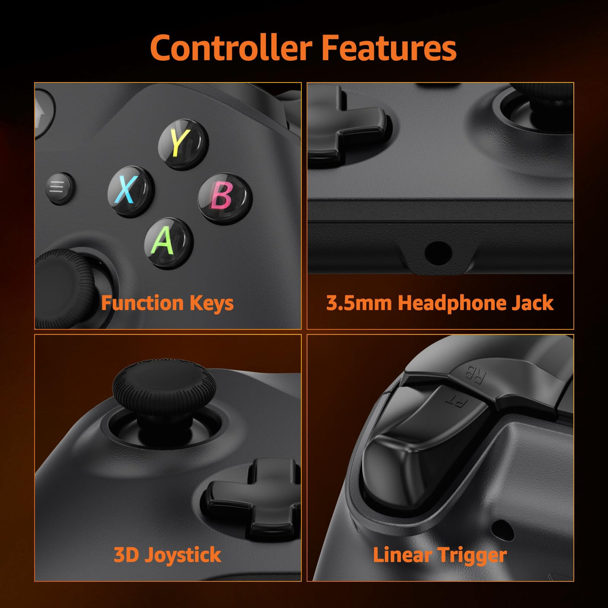 Wired Controller with 3.5mm Audio Jack Dual Vibration Black E4456