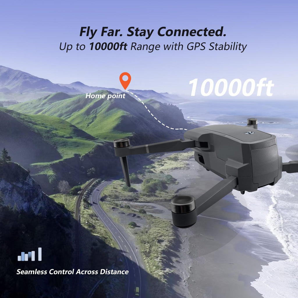 4K Camera GPS Drone with 3 Batteries, 4.5" HD Screen Remote, Foldable RC Quadcopter X852373